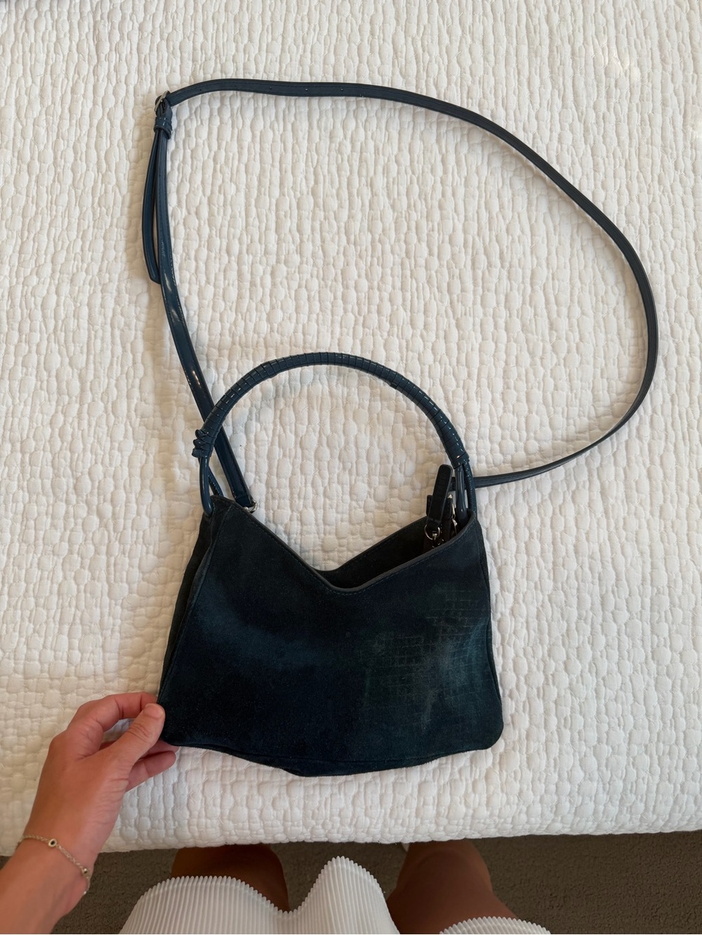 STAUD Navy Valerie Shoulder Bag
